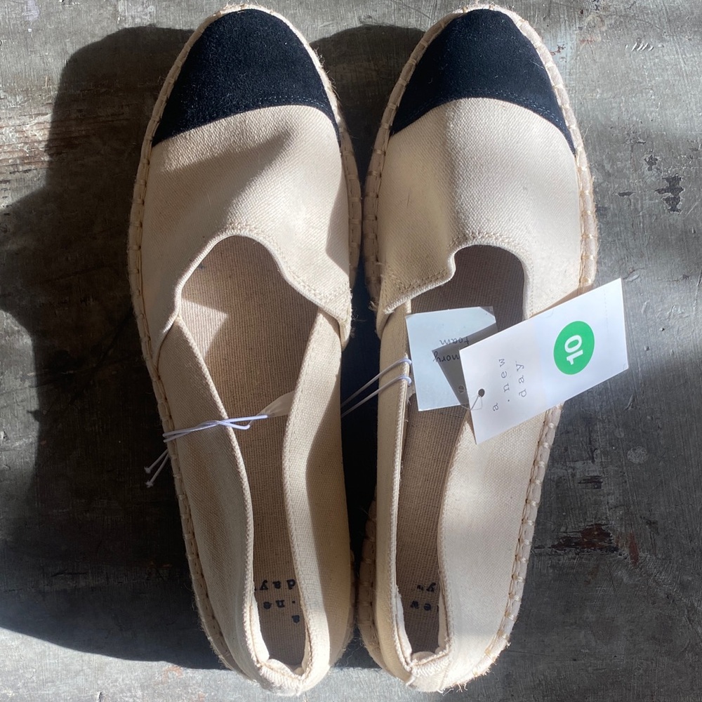 a new day Black and Cream Espadrilles